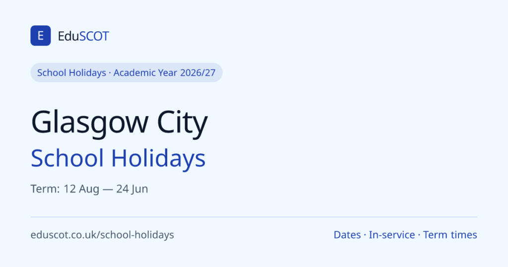 glasgow school holidays 2026